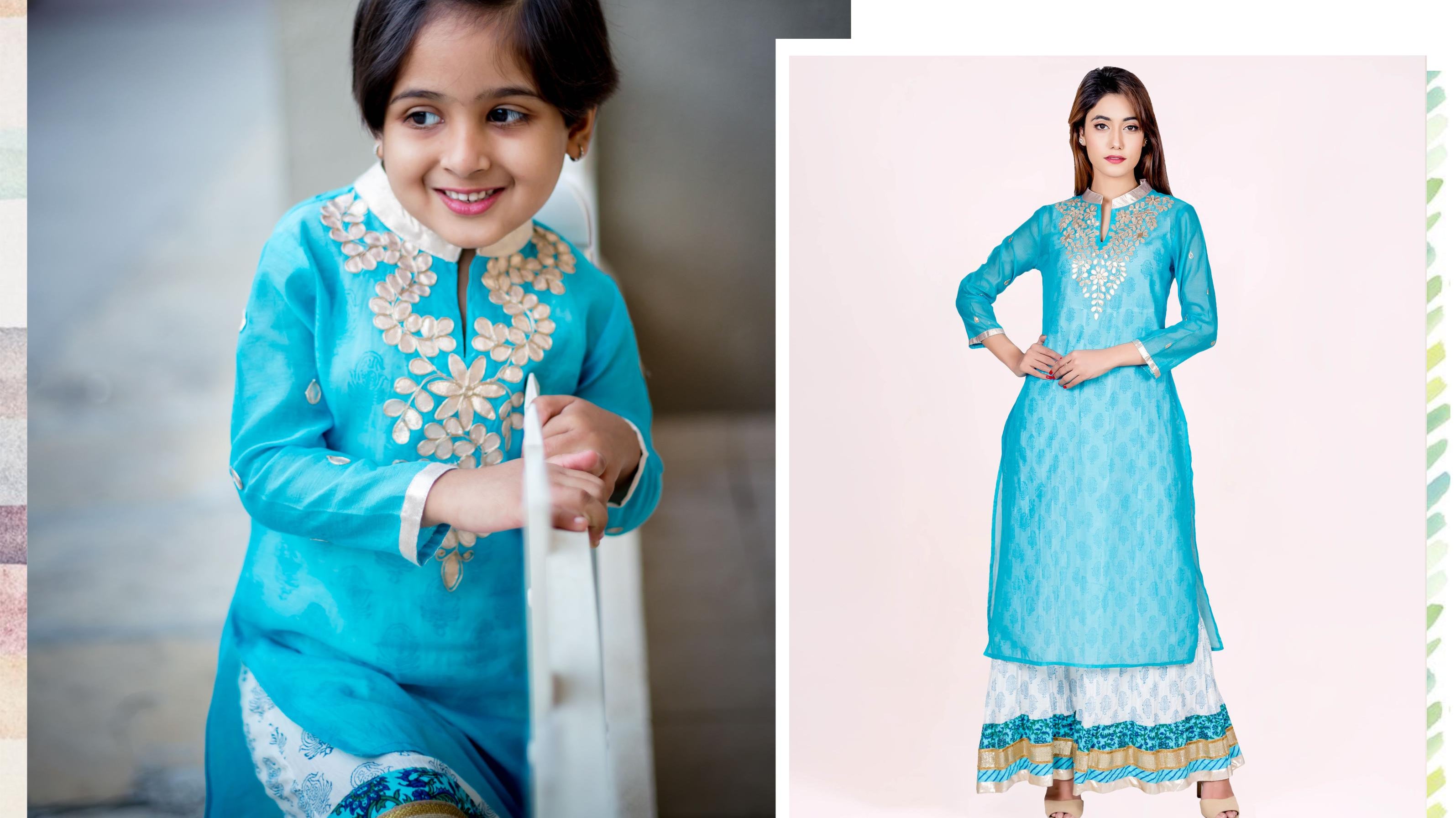 Flat Mandarin Double layered Chanderi Indo western Dress
