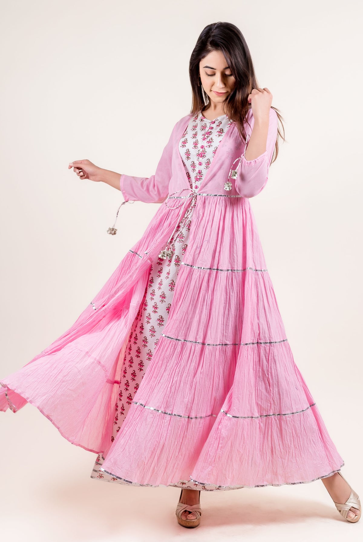 Swirly Sassy Cotton Tiered Long Dress