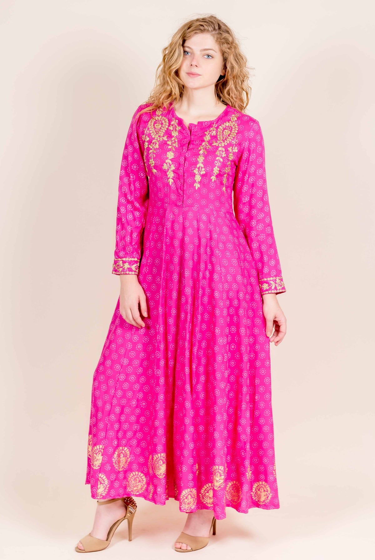 Full Sleeves Long Designer Block Printed Dresses online shopping