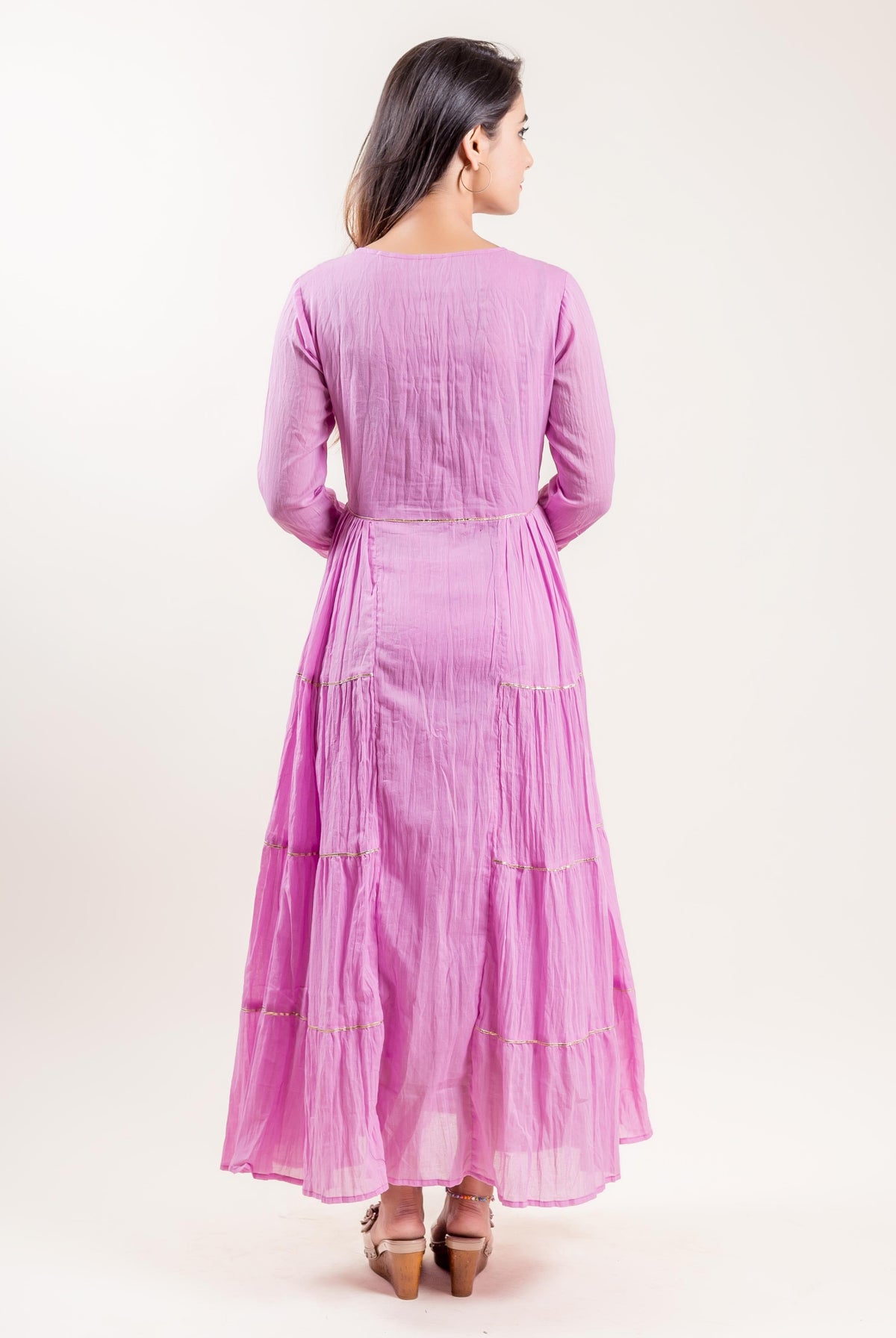 pink cotton indo western style women gowns online
