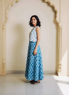 Sky Blue Polka Dot Handblock Cotton Co-ord Set — side view