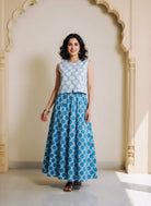 Sky Blue Polka Dot Handblock Cotton Co-ord Set — front view