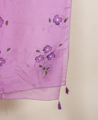 Lilac Hand Painted Organza Kurta Set with Pants & Dupatta — view 8
