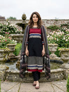 Black Tribal Hand Block Print Cotton Kurta Set with Pants & Dupatta — view 1