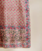 Beige Hand Block Print Silk Chanderi Kurta Set with Pants & Dupatta — print detail