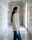 Ivory Multicolour Striped Handblock Cotton Tunic — side view