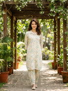 Ivory Botanical Handblock Cotton Co-ord Set — front view