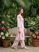 Baby Pink Floral Handblock Cotton Co-ord Set — side view