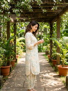 Ivory Botanical Handblock Cotton Co-ord Set — side view