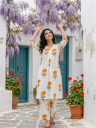 Ivory & Orange Marigold Handblock Cotton Co-ord Set — styled look