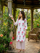 Ivory & Pink Rose Handblock Cotton Co-ord Set — styled look