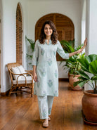 Mint Green Botanical Handblock Cotton Co-ord Set — styled look
