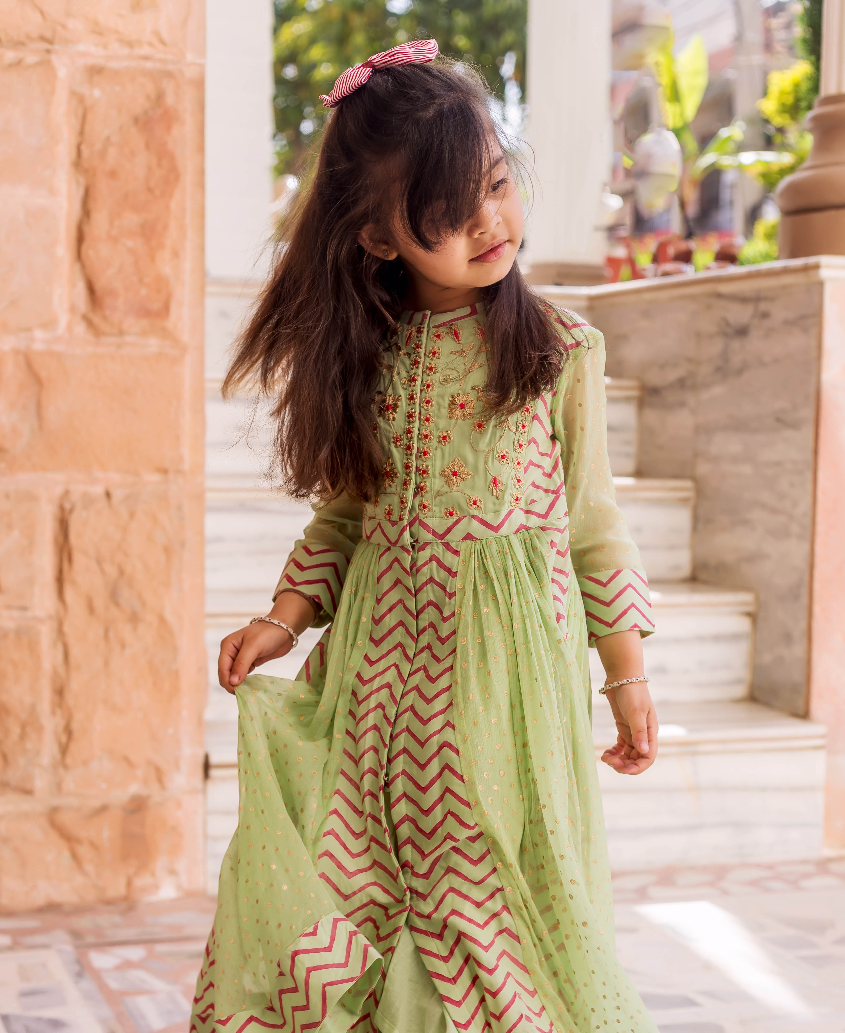 Mint Green Chiffon Anarkali Dress for Baby Girl – MISSPRINT