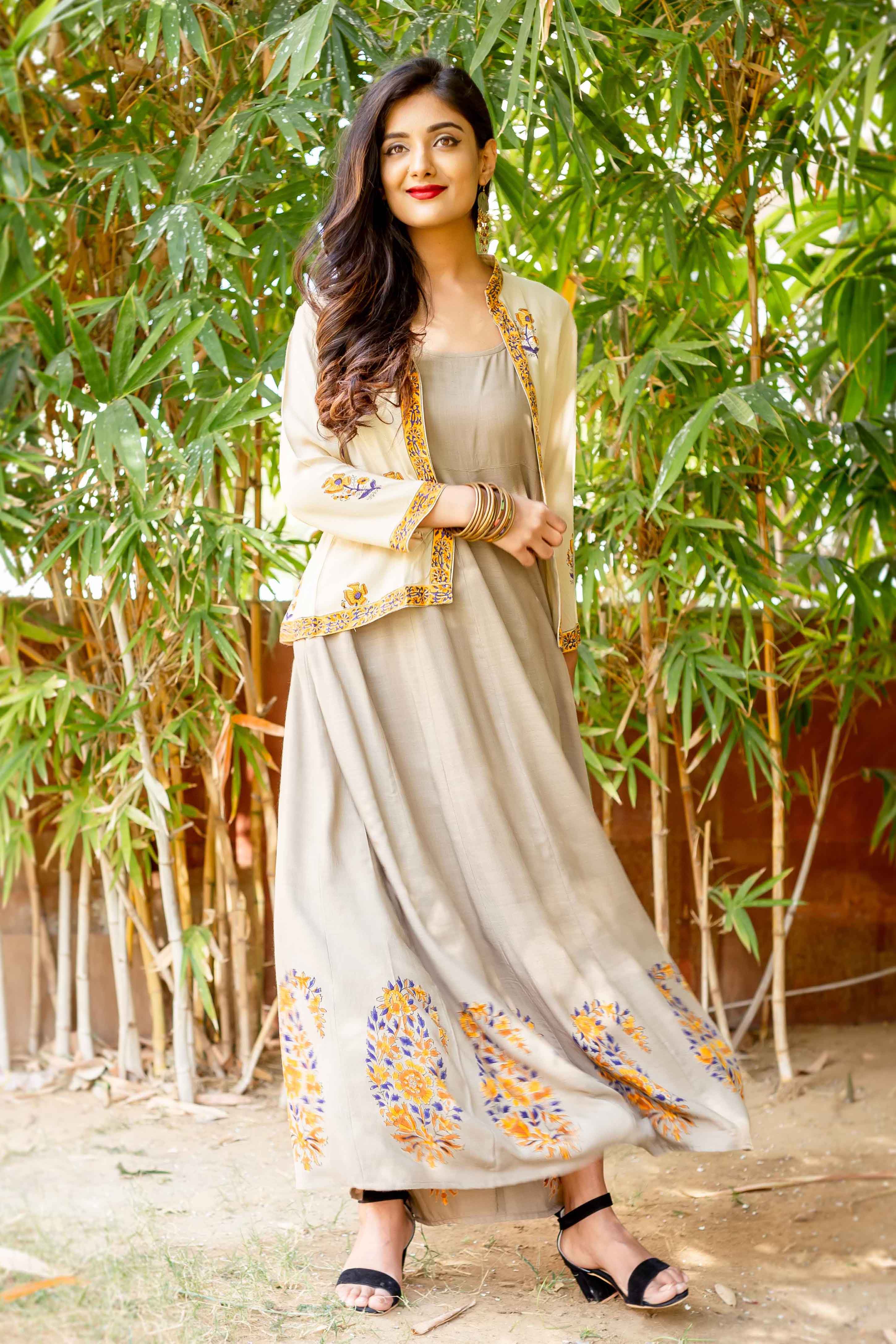 white christmas dresses Margarita Navy Blue Velvet Jacket Dress – Sandhya Garg main image 1