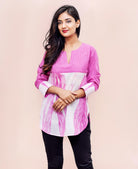 Pink and White Tie and Dye Cotton Tops for girls and womens