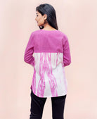 white and pink Tie and Dye Cotton Tops online shopping